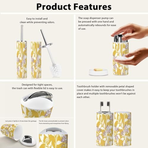 Boho Style 6 Piece Bathroom Accessories Set