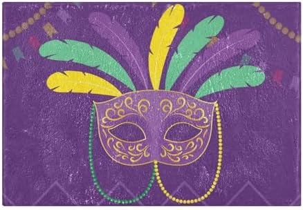 YETTASBIN Mardi Gras Mask Bath Mat Set 1