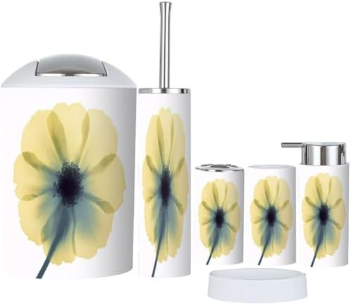 Boho Yellow Flower 6-Piece Bathroom Accessory Set