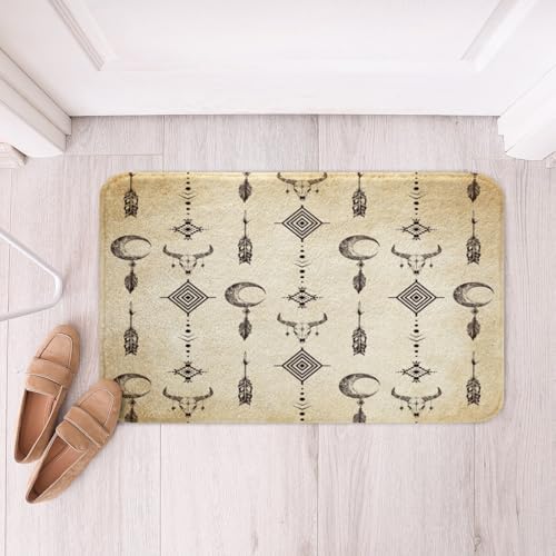 RezsoyeN Aztec Fleece Bath Mat 16x24 Rustic Retro Design