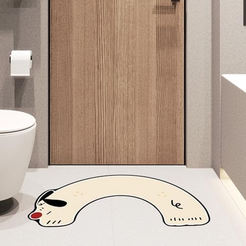Water Absorption U-Shaped Bath Mat with Cute Dachshund Pattern