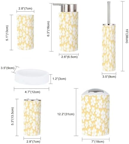 Boho Retro Flower Bathroom Accessory Set 6 Piece