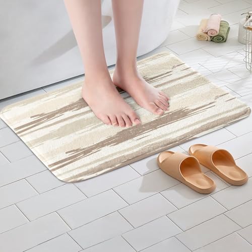 Abstract Brown Bathroom Rugs 16x24 Modern