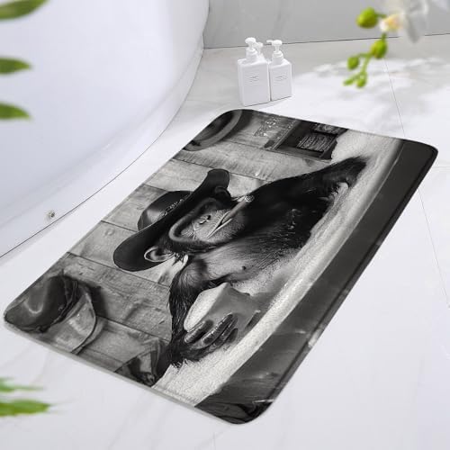 Funny Monkey Bath Mat with Western Cowboy Design