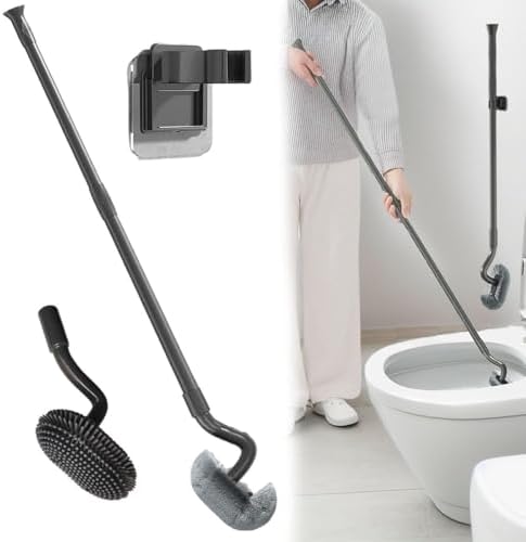Tuoweier Long Handle Toilet Brush Set with Holder and 2 Brush Heads
