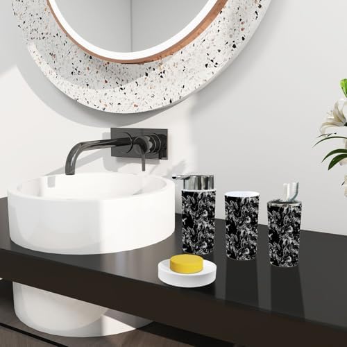 TRANQDEHOM 6-Piece Boho Marble Texture Bathroom Accessory Set
