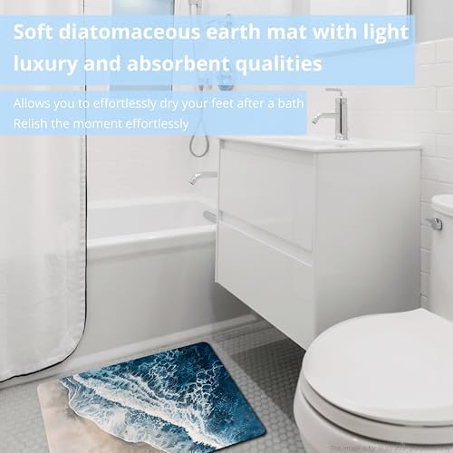 Palettease Bathroom Mat Rug with Ocean Sea Wave Pattern 17x24 in