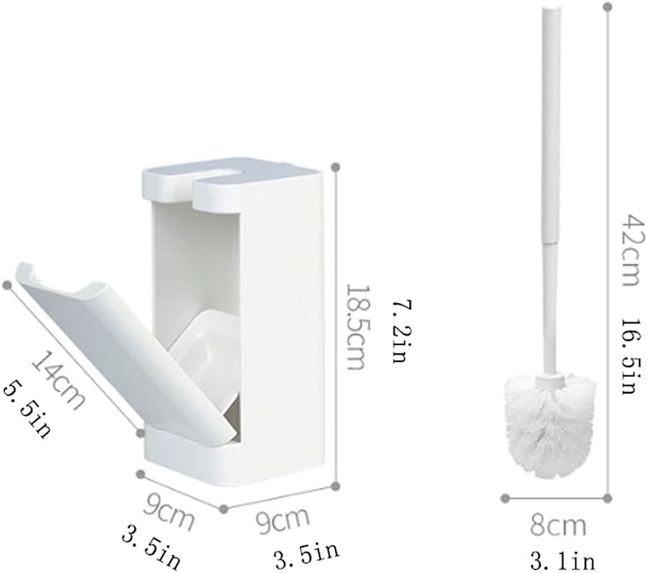 ROLTIN Wall-Mounted Toilet Brush with Base Cleaning Kit White