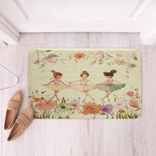 Ballet Girl Bath Mat Cute Ballerinas 16x24 Inch Decor Rug