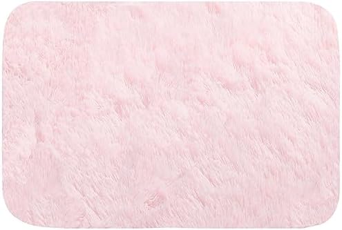 ConCus-T Shaggy Faux Fur Bath Rug Pink 24x16 Inch