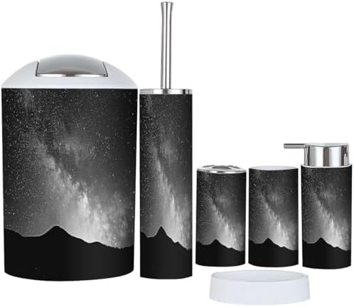 Boho Mountain Silhouette Bathroom Accessory Set 6 Piece