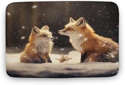 HighonHi Cartoon Fox Bath Mat 16x24 Non-Slip Flannel Rug