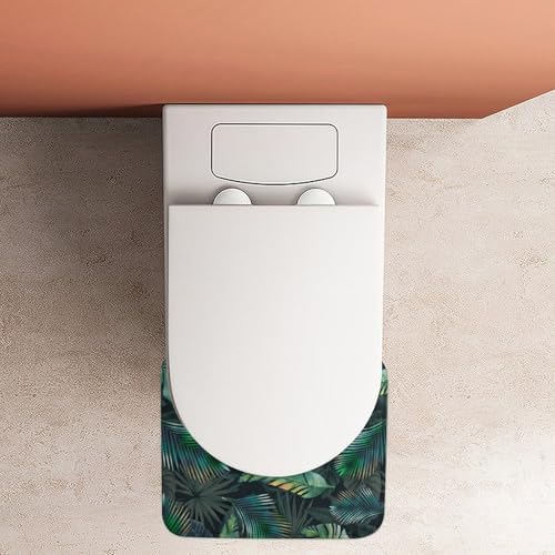 Green Leaf U Shaped Bath Rug Non Slip Soft Mat