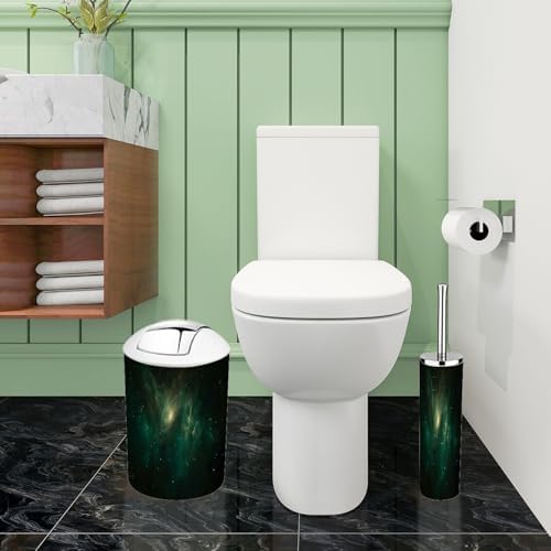 Boho Bathroom Accessory Set with Fractal Nebula Design