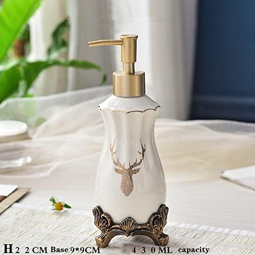 SAFWE Liquid Soap Dispenser with Ice Crack Ceramics and Antique Gold Pump