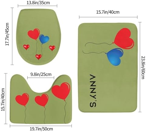 Custom Bath Mat Set 3 Pieces Seagreen Non-Slip Rugs
