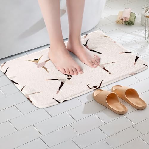 Feelyou Swan Bath Rug Mat - Cozy Non Slip 16x24 Inch
