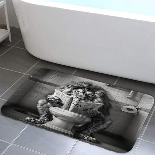 JAWO Funny Cool Lion Bath Mat Rug for Bathroom
