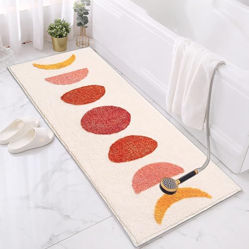 UKELER Boho Bath Rug 60x20 Inch Non Slip