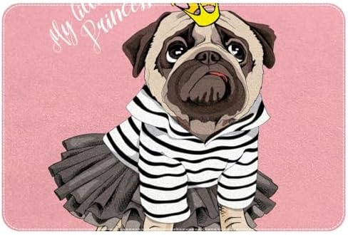 Cute Pug Dog Girl Princess Bath Rug Door Mat 24x16