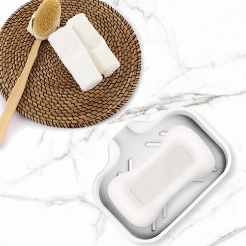 Hordion 1Pcs White Silica Gel Soap Tray for Sink