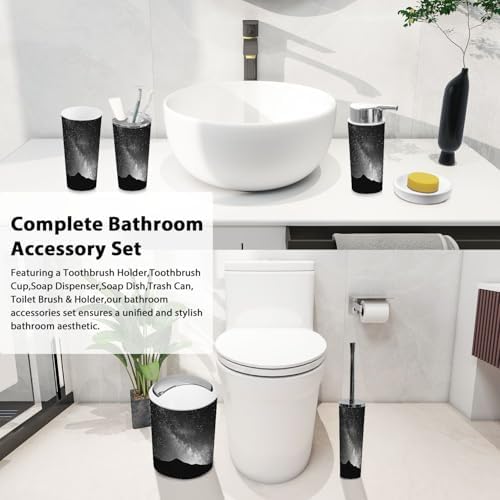 Boho Mountain Silhouette Bathroom Accessory Set 6 Piece