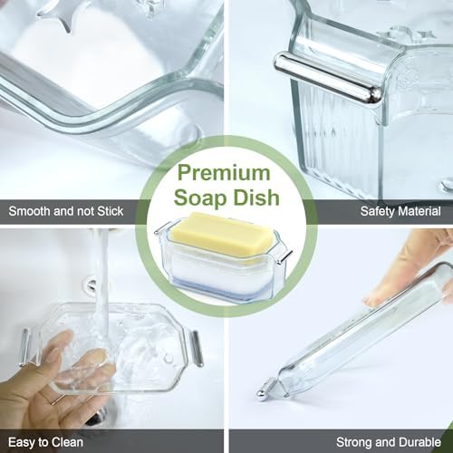 DAOZIJI Bar Soap Holder with Suction Cups and Sponge