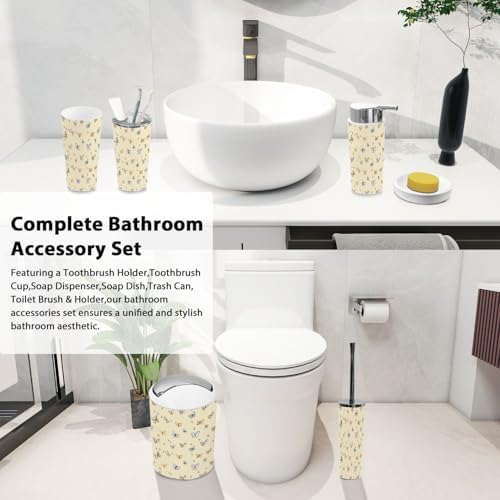 Boho Yellow Bathroom Accessory Set of 6 Pieces