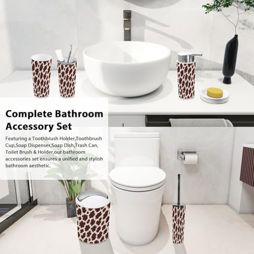 Boho Animal Print Bathroom Accessory Set 6 Piece
