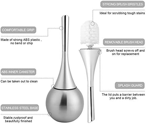 Gsycle Toilet Brush and Holder Set with Stainless Steel Base