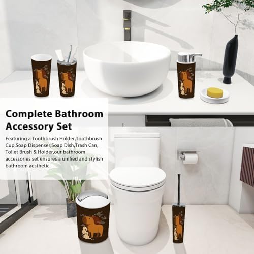 Boho Capybara Bathroom Accessory Set 6 Piece