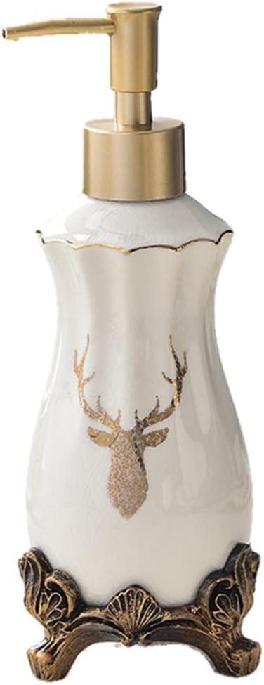 SAFWE Liquid Soap Dispenser with Ice Crack Ceramics and Antique Gold Pump