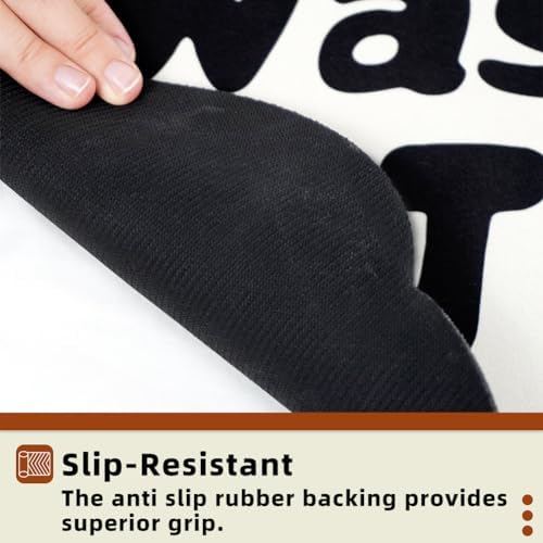 Funny Washing Time Bath Mat Black and White