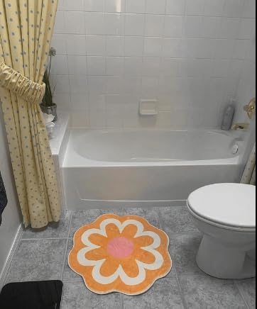 Benemall Cute Bath Flower Non-Slip Rug - Yellow Low Pile