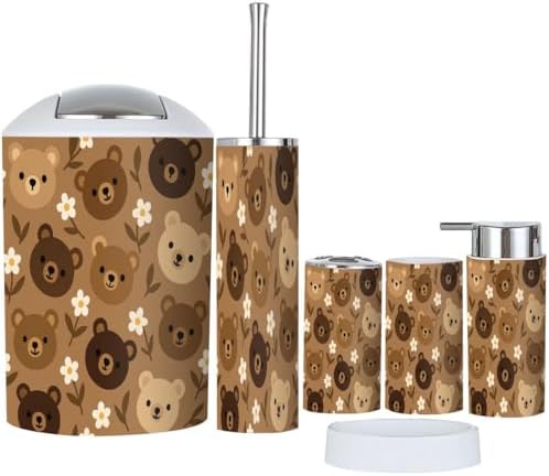 TRANQDEHOM 6-Piece Boho Bathroom Accessory Set 1