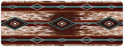 JAWO Western Aztec Bath Mat Red Brown Faux Cowhide Pattern