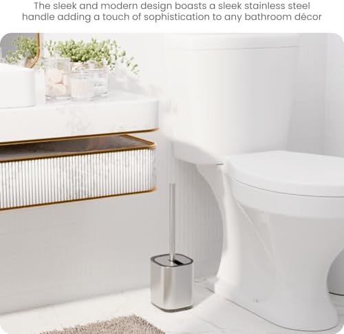 Home Zone Living Toilet Brush with Automatic Lid and Stainless Steel Handle 1