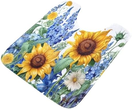 YETTASBIN Sunflower Rectangle Bath Mat Set 1