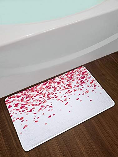 LB Red Pink Hearts Romantic Bath Mat 16x24 Inch 1