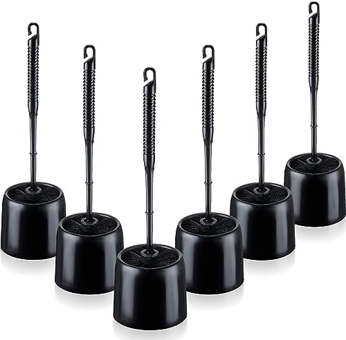 Roshtia 6-Piece Toilet Brush Set with Holder and Caddy Black