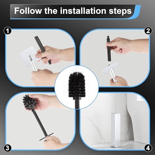 BVL Chrome Toilet Brush with Holder Set