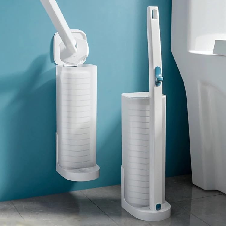 Disposable Toilet Brush with 15 Refills and Storage Caddy 1