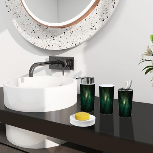 Boho Bathroom Accessory Set with Fractal Nebula Design