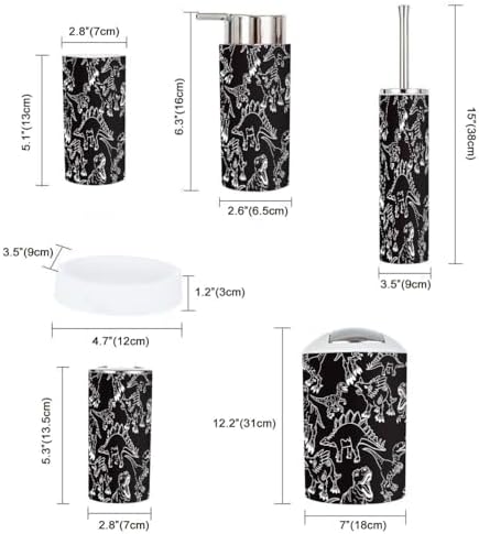 Bathroom Accessory Set 6 Piece Dino Pattern