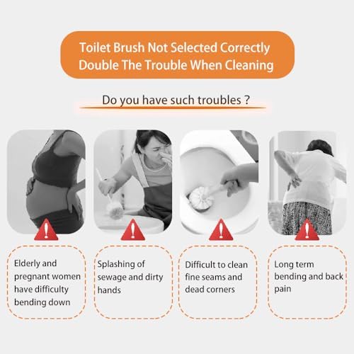 Tuoweier Long Handle Toilet Brush Set with Holder and 2 Brush Heads