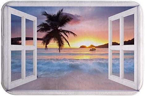 AMonamour Ocean View Bath Rug with Non-Slip Design