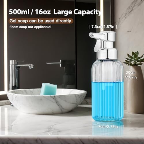 Monstake Touch Operated Soap Dispenser 16 OZ Clear Glass 1