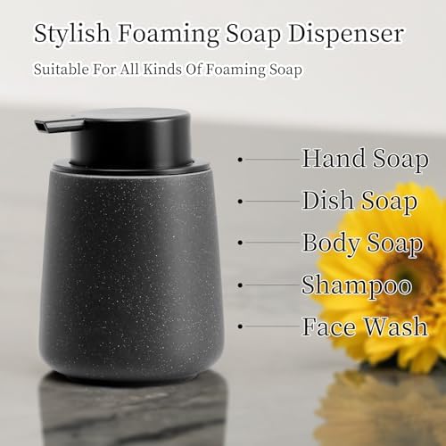 Haocoott Foaming Soap Dispenser Pump - Black Modern Style Refillable