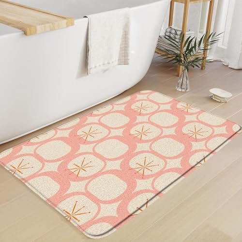 GCTNBJL Atomic Pink Geometric Bath Mat 16x24 Inch