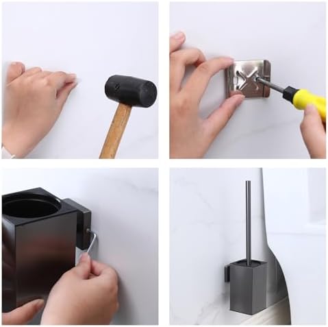 Stainless Steel Toilet Brush with Wall Mount Holder - Space Saving and Durable